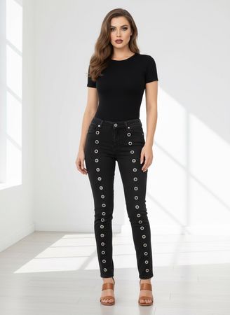 Coole Trendige Eyelet Jeans Leggins Style Gr S/M NEU