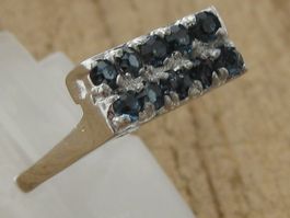 Vintage Ring Silber 800 Steinchen blau / Gr. 56