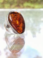 Vintage Silberring mit Naturbernstein Gr. 20 (US 10) 11g