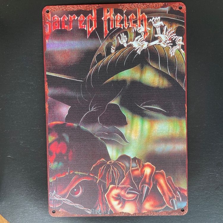 WADORN Vintage Hexenhaus Metallschild - 20x30cm Halloween Wanddekoration