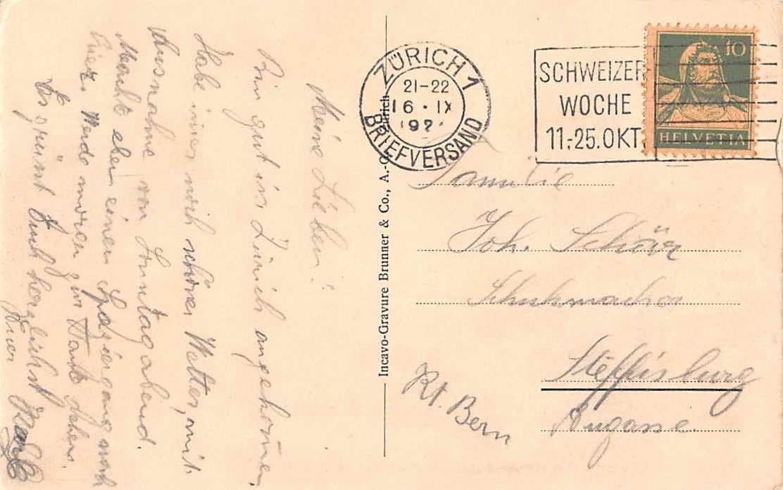 Cartoline postali: RIGIBLICK  - Zürcher Ansichtskarte 1927, ab 1.-- – Usato da Lufingen venduto da TopAnsichtskarten 1
