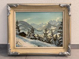 60.5cmbreitx50cm hoch Öl Gemälde Winterlandschaft
