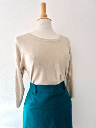 FELDPAUSCH PULLOVER PULLI GLITZER L 40 BEIGE TOP ZU ROCK