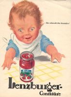 Grosse Vintage Reklame, Lenzburg Confitüre 1949