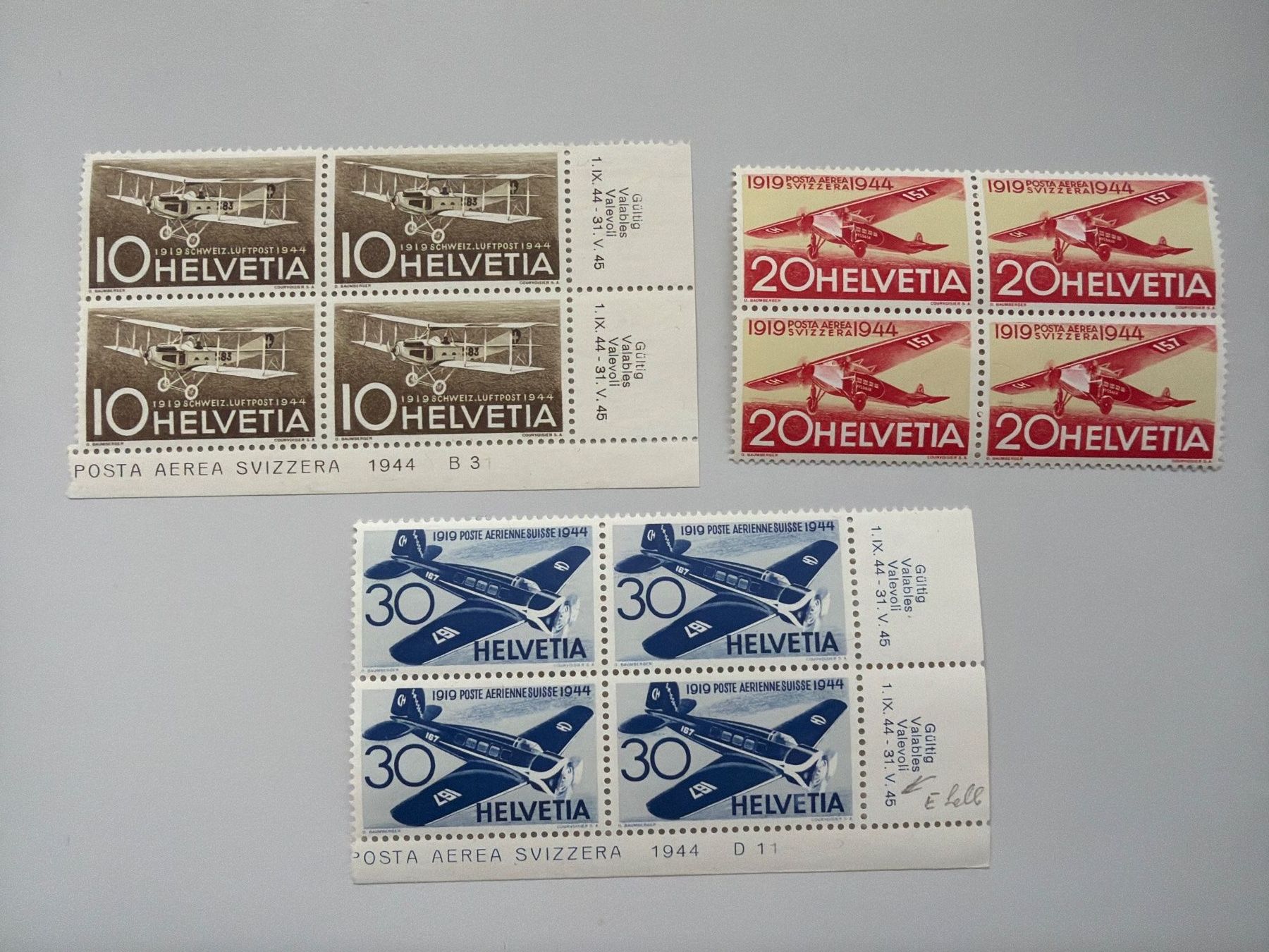 Tutti i francobolli: 1944 Flugpostmarken Viererblock – Usato da Küssnacht am Rigi venduto da POSTOMASTER