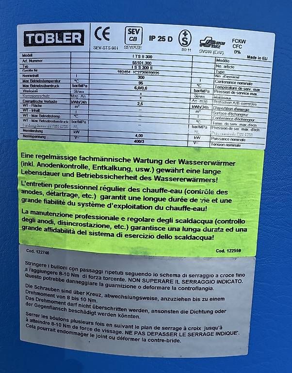 Sanitari: 300 Liter Tobler Boiler, ab Wartung möglich  – Usato da Cham venduto da Andrin_21 8