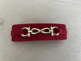 Salvatore Ferragamo Red Hair Barrette – Gold Tone – Authenti