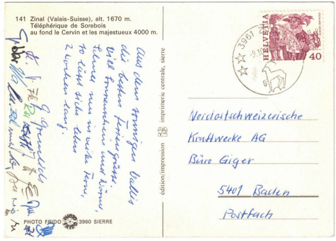 Cartoline postali: Zinal - Luftseilbahn Sorebois – Usato da Binningen venduto da Mountainrider 1