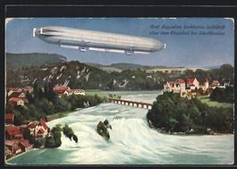 Schaffhausen, Zeppelin über dem Rheinfa