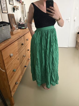 Jupe longue Zara verte, taille S - Look estival bohème ☀️