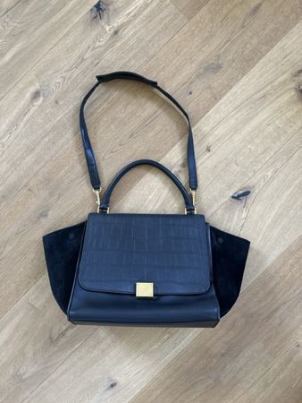 Sac à main Céline Trapèze cuir daim noir 