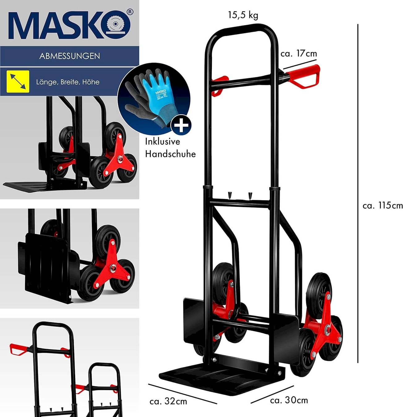 Altro per stoccaggio & trasporto: MASKO Sackkarre 200 kg Schwarz – Nuovo e nell'imballaggio originale da Bottighofen venduto da zaap 6