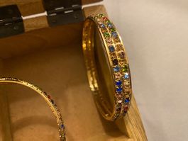 Indische Armreifen 2 Armband Bangles Steine Gold Modeschmuck