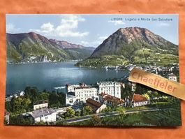 Originale Vintage Postkarte Lugano e Monte San Salvatore