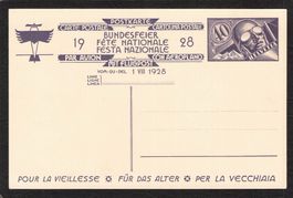 Bundesfeierkarte 1928 , Nr. 48 ll * , Aviatik