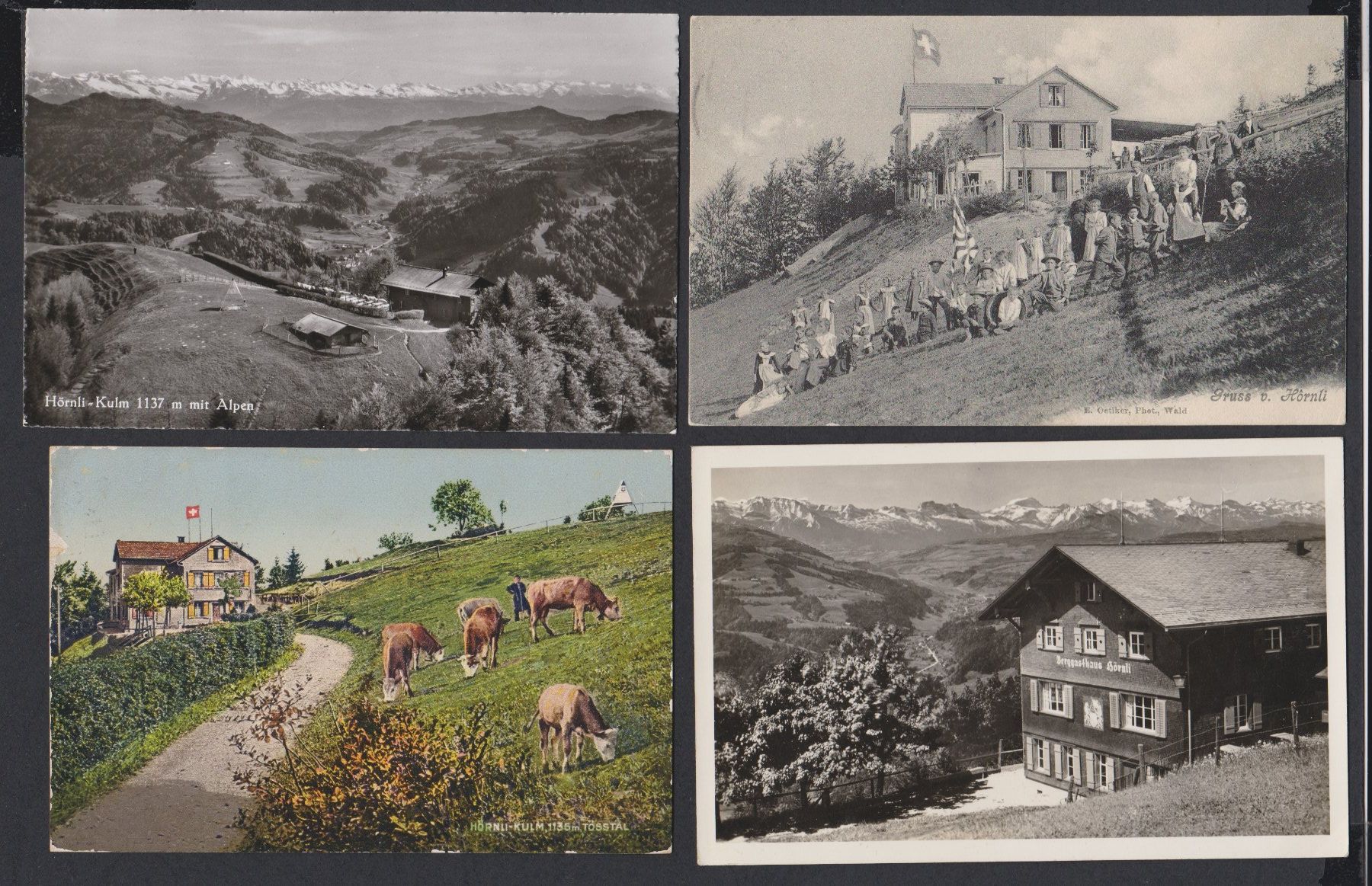 Cartoline postali: Hörnli   -  Kulm   :   4 versch. alte Ansichtskarten – Usato da Vitznau venduto da Ropaku