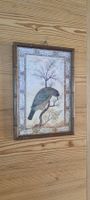 Estampe, oiseau sur branche, cadre bois 🐦🌳