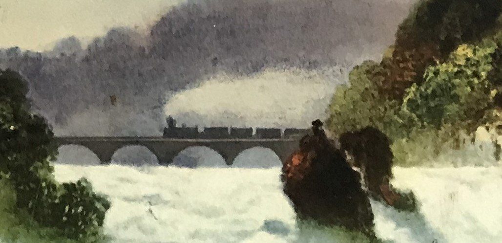 Cartoline postali: ANSICHTSKARTE RHEINFALL MIT EISENBAHN – Usato da Ostermundigen venduto da wini63 2