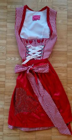 Dirndl Krüger rot weiss kariert mit Herz Grösse 36