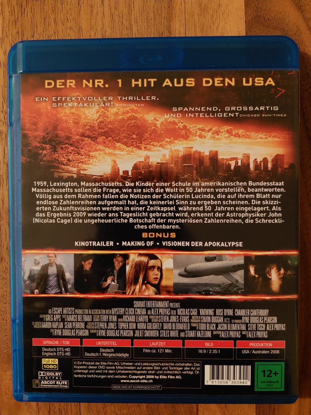 Alle DVDs: Blu Ray - Knowing mit Nicolas Cage – Gebraucht aus Rheinfelden von FilmAuktion 1