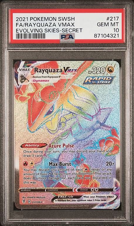 Pokémon Carte collezionabili: Pokemon RAYQUAZA PSA 10 217, SWORD & SHIELD EVOLVING SKIES – Usato da Lindau venduto da TuringTesla