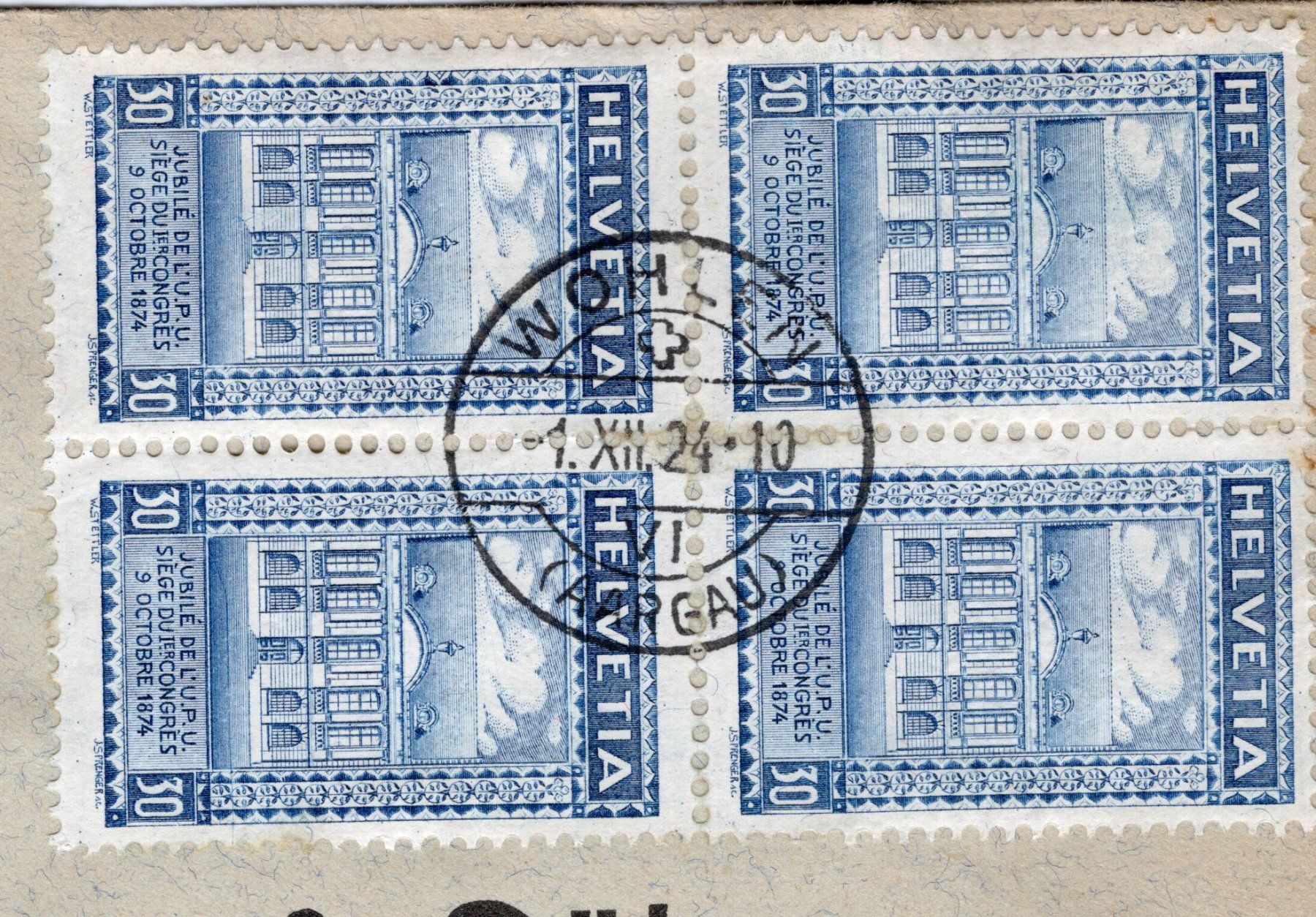Alle Briefmarken: 2 schöne Briefe UPU 1924 je mit Viererblock – Gebraucht aus Steffisburg von malurada 6