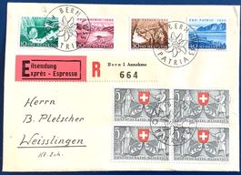 1953 Pro Patria FDC - R- Express von Bern nach Weisslingen