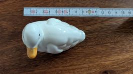 Keramikfigur Ente weiss Keramik Grösse 10cm guter Zustand