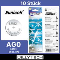 Eunicell AG0, LR521, SR63,379 Knopfzellenbatterie - 10 Stk.