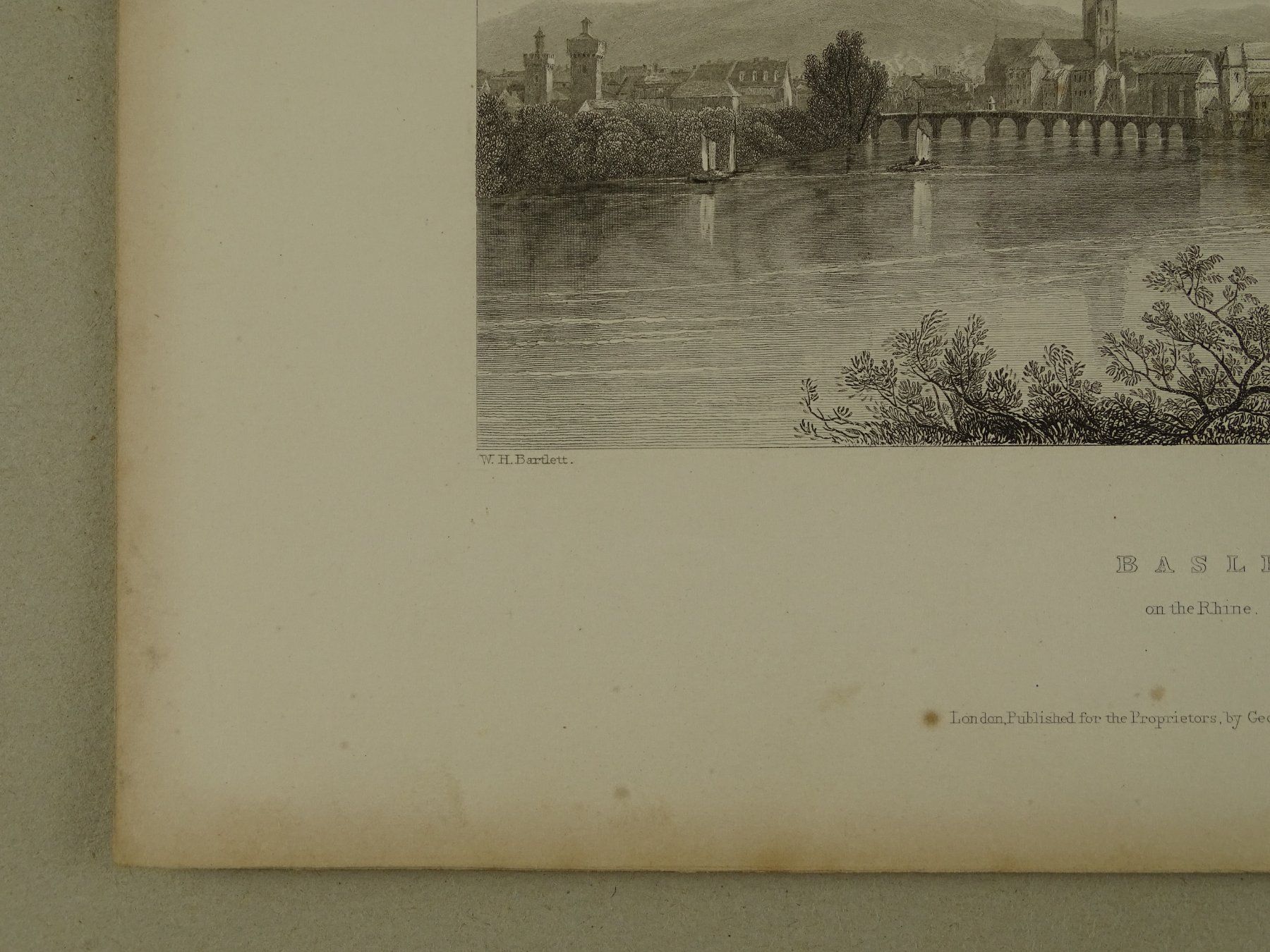 Gravures: BASEL, STAHLSTICH NACH BARTLETT 1836 – D'occasion à Grüningen par Kartensammler 2