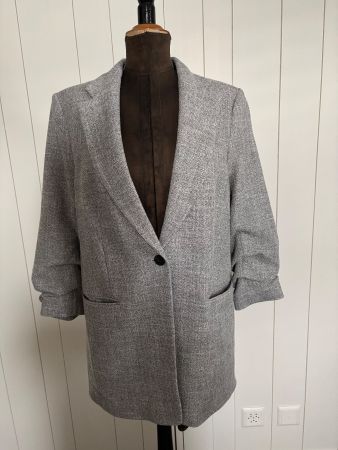 Schöner H&M Damen Blazer grau gesprickelt - Grösse M