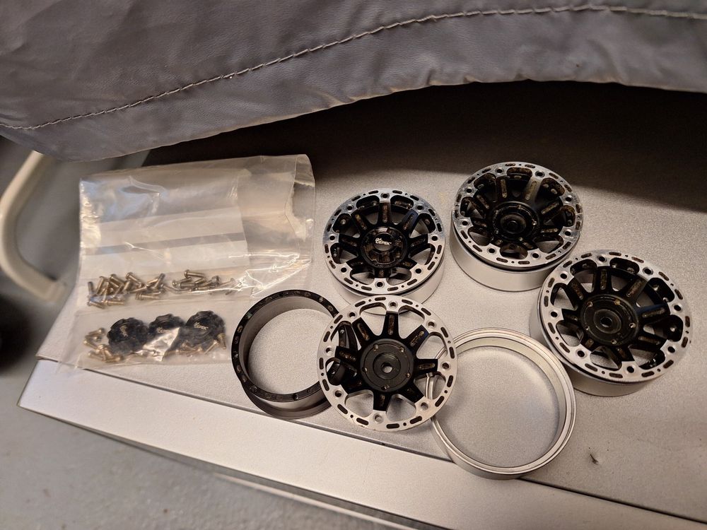 4x 1.55 Zoll Beadlock Räder Für RC Crawler - Aluminium Felgen Schwarz