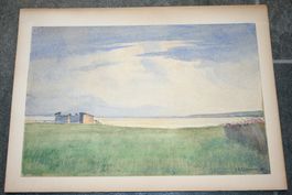 Schweizer Seelandschaft, Aquarell von E. Eichmann, signiert