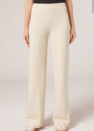 NEW CALZEDONIA Palazzo Hose Gebrochnes Weiss L