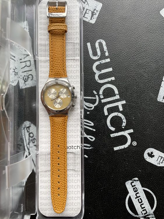 Swatch Uhr Irony Chrono Sand Dune YCS582 (Neu und originalverpackt) in ...