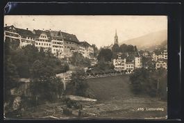 AK Lichtensteig, Ortspartie mit Kirche