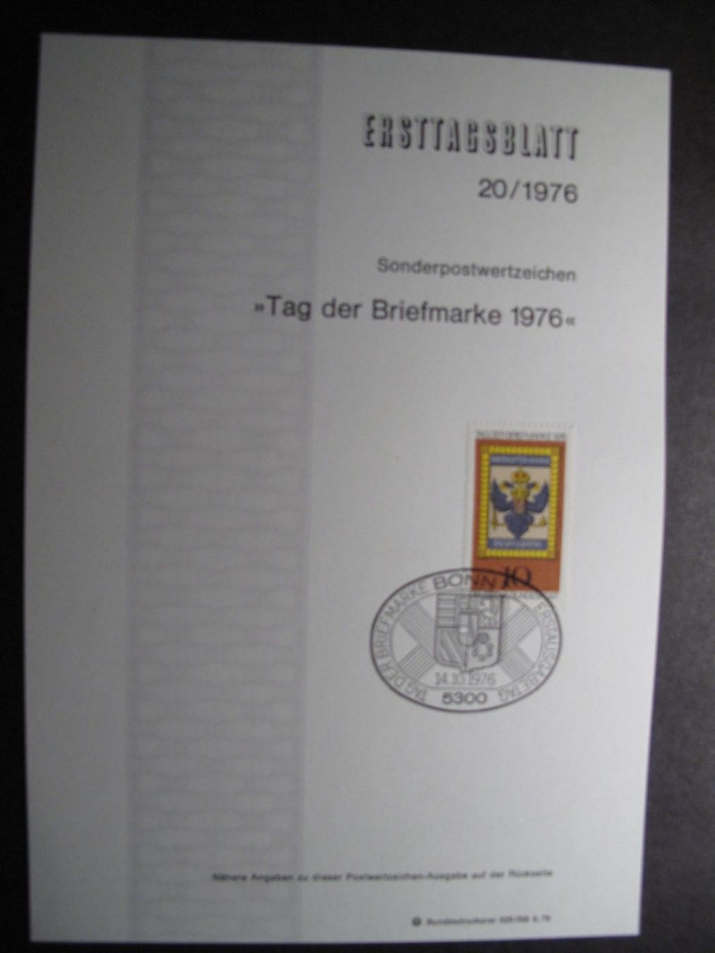 Tutti i francobolli: BRD 1976 /20 Tag der Briefmarke ETB – Usato da Wil SG venduto da fva01