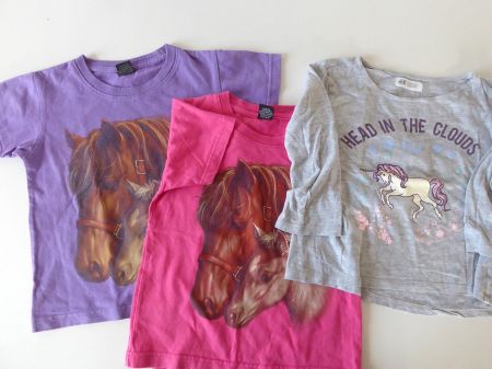 3 Shirts Girl  4-6 Jahre :   Pferde und Einhorn