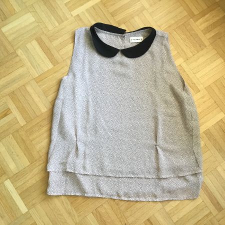 Sublime top beige à pois et col Claudine noirs PULL&BEAR, L