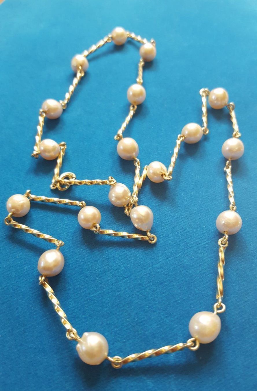 Catenine: Massiv 585 Gold Kette mit Perlen – Usato da Wald ZH venduto da Aniade 7