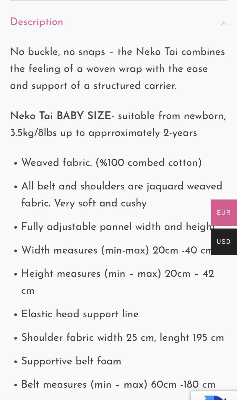 Marsupi portabebè: Original Neko Tai Baby Size Sling – Usato da Hermiswil venduto da Volvorine 5