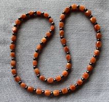 Moderne Heilstein-Edelsteinkette: Honig Jade + Hämatit