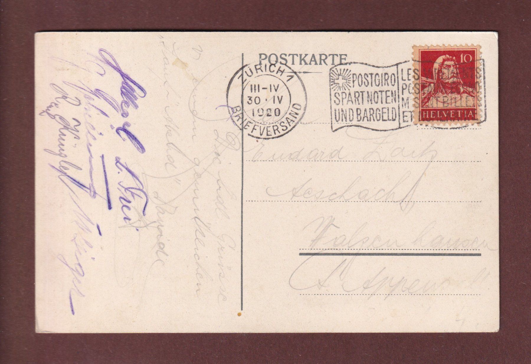 Cartoline postali: ZÜRICH vom Polytechnikum aus - 1920 – Usato da Pully venduto da nicecards-shop 1