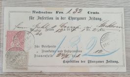 Thurgauerzeitung 12Rp Frankatur Expedition