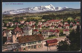 Uzwil, Ortsansicht mit Bahnhof und Sänt