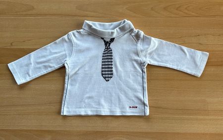 Weisser Pullover mit Krawattenaufdruck Grösse 68