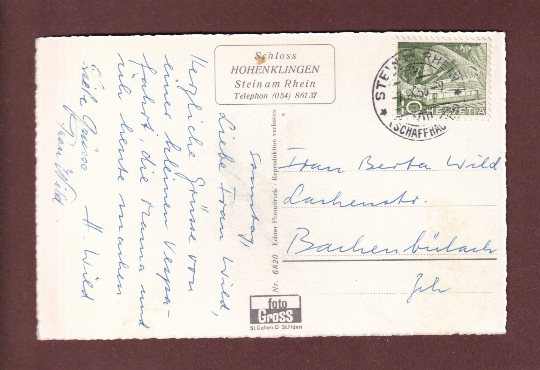 Cartoline postali: STEIN AM RHEIN - 1953 – Usato da Pully venduto da nicecards-shop 1