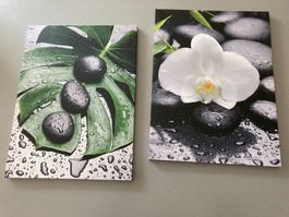 2er Set Wandbilder, Leinwanddruck, Motive Wellness