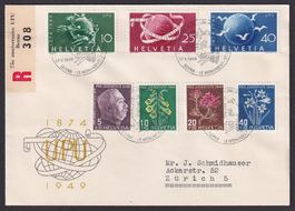 PJ 1948, Kombi Satzbrief, J125-128, UPU Sonderstempel