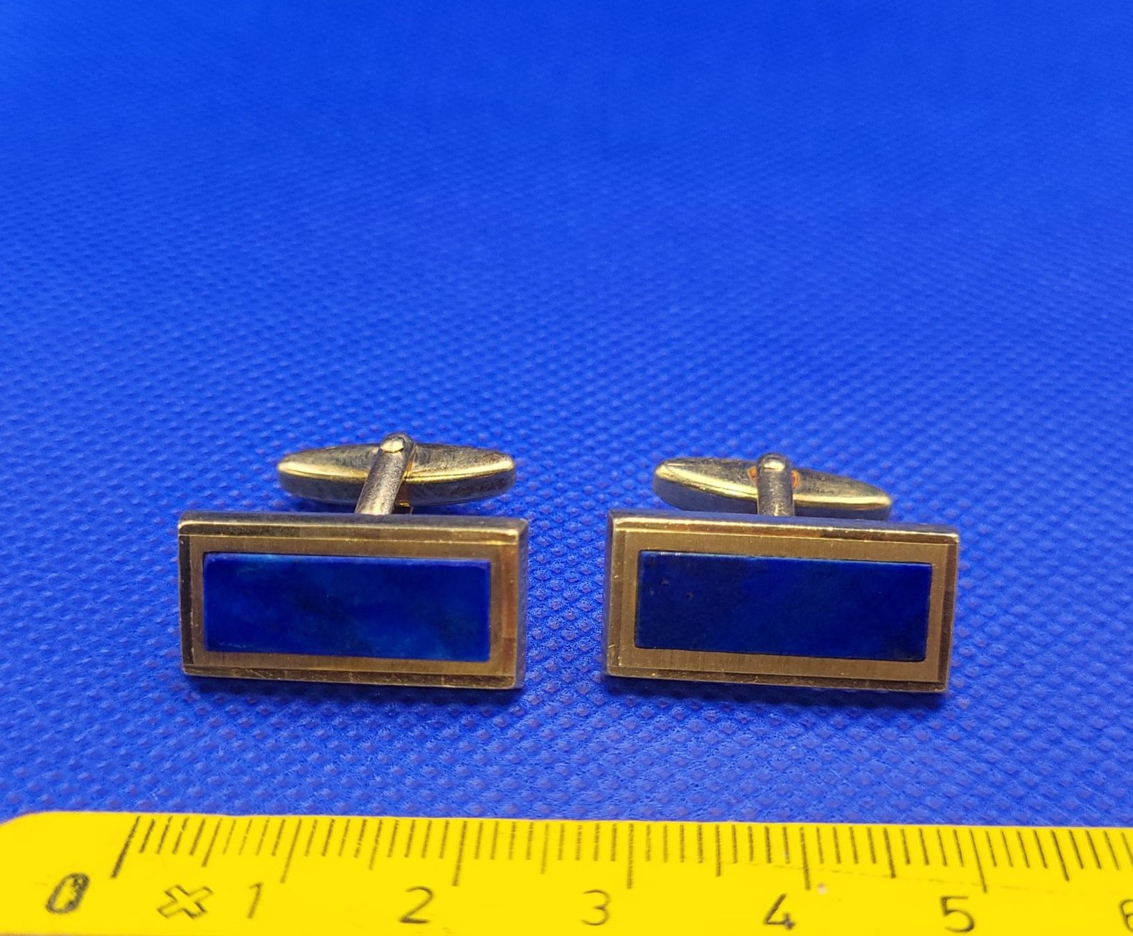 Gemelli: Massiv Gold 585 Manschettenknöpfe Mit Lapislazuli – Usato da Wald ZH venduto da Aniade 1